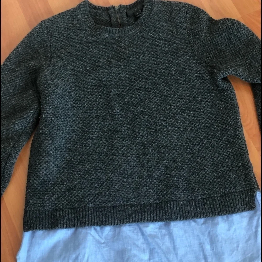 J Crew Navy Lambswool Shirttail Sweater Size S